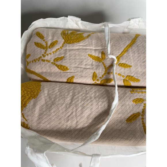 Anthropologie Jacquard Woven Porte Bonheur King Duvet Cover Gold Yellow Blooms - Picture 5 of 6